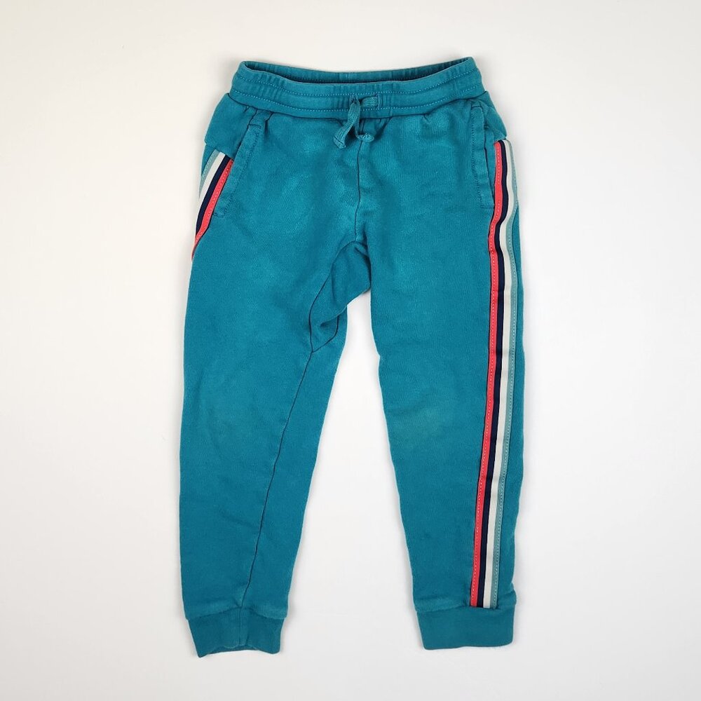 Tea Collection Kids Stripe-Out Jogger Pants Teal sz 5 Play Condition